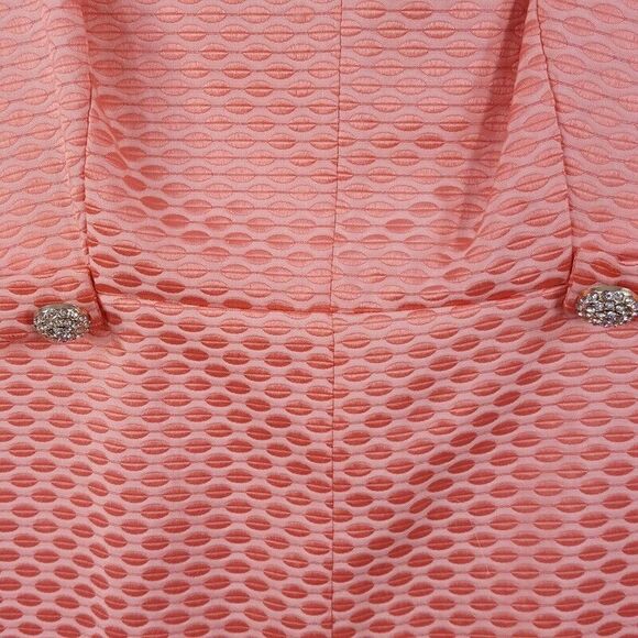 CYNTHIA STEFFE Sheath Dress Womens Size 6 Pink Rhinestone Button Textured - Picture 4 of 9
